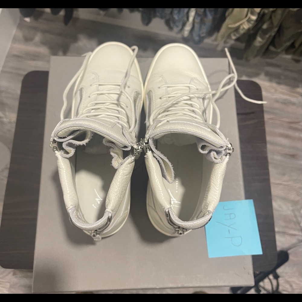 Giuseppe Zanotti White May London High-Top Silver Zipper Sz 43/10 Designer - Picture 14 of 15